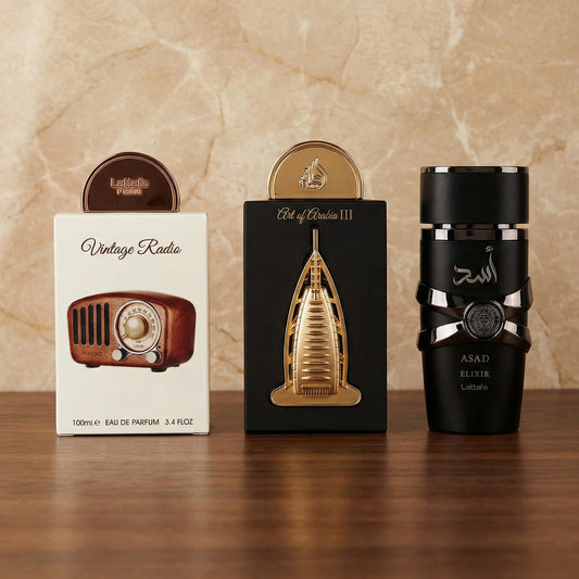 Lattafa Discovery Set - Featuring Vintage Radio & scents inspired by Initio Paragon